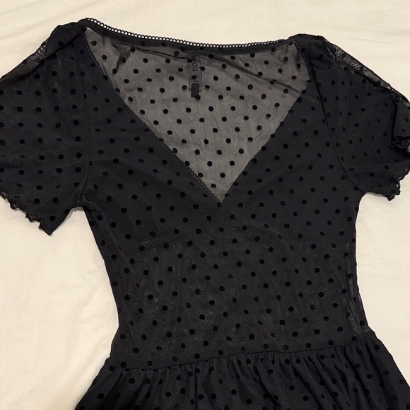 Motel Geni Mini Dress in Polka Black Flock - Picture 14 of 14